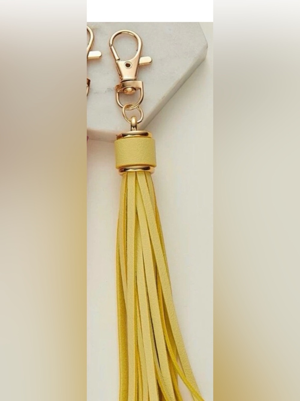 Yellow Leather Tassel Keychain